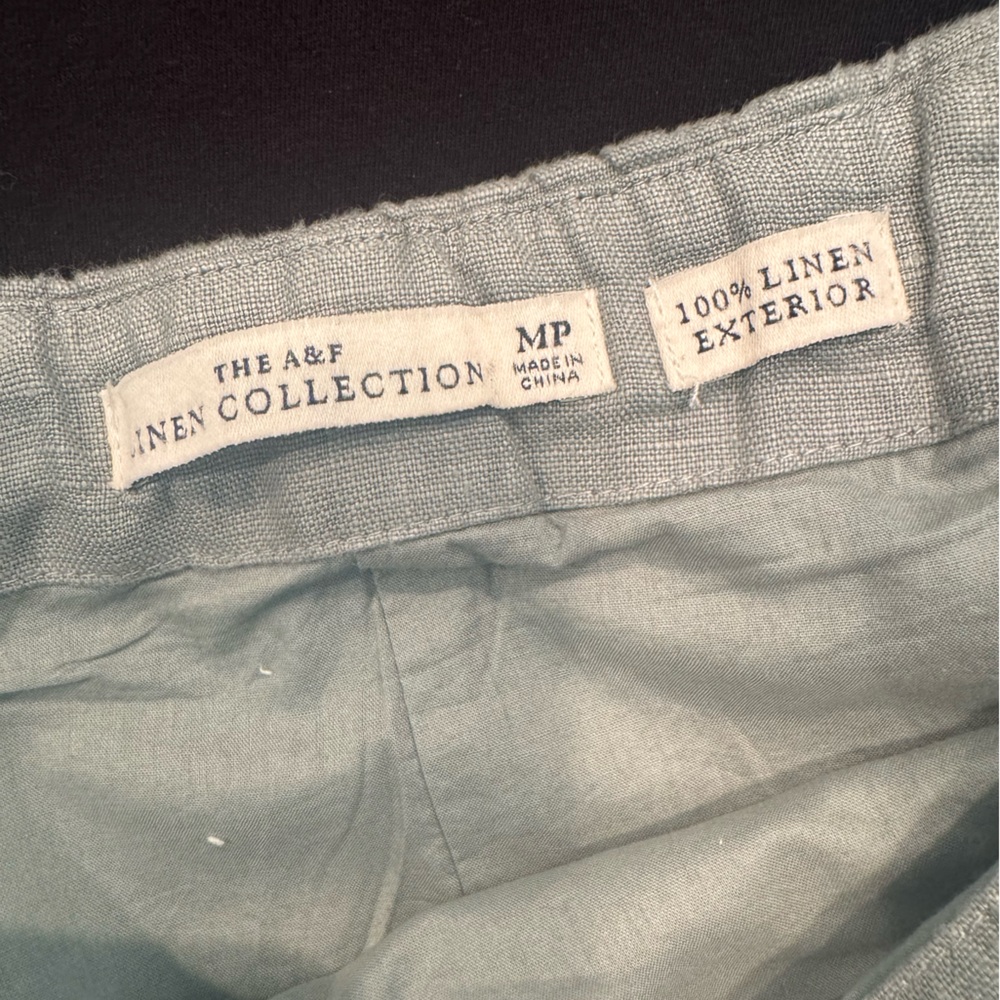 New w/o Tags Abercrombie & Fitch Premium Linen Scallop-Hem Midi Skirt MP Sage - Picture 4 of 5